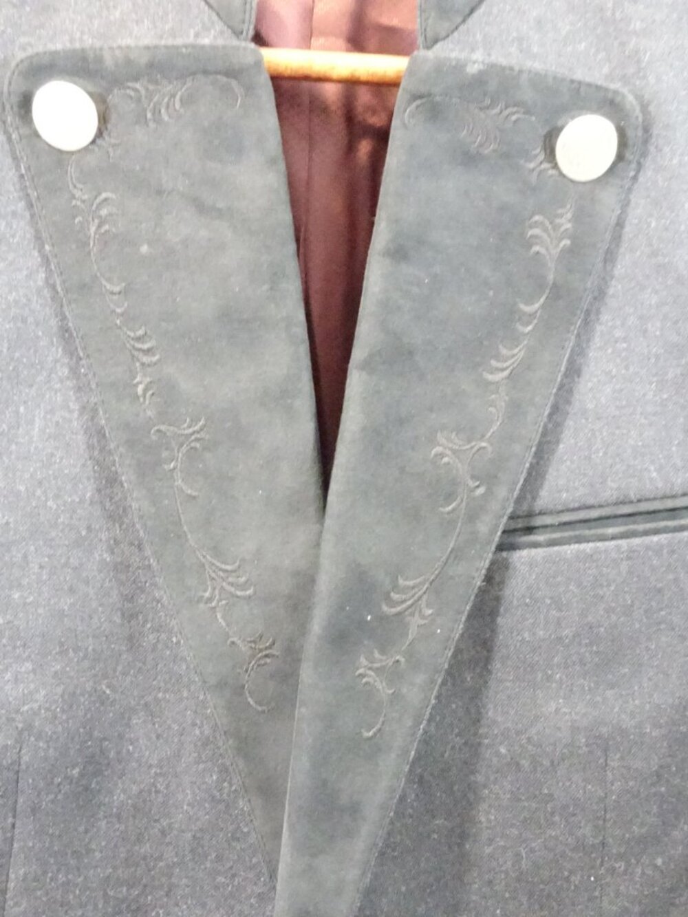 Rofan Tracht Herren Gr. 52 2-Button Jacket Wool Blend Suede Trim Embroidered - Picture 5 of 11